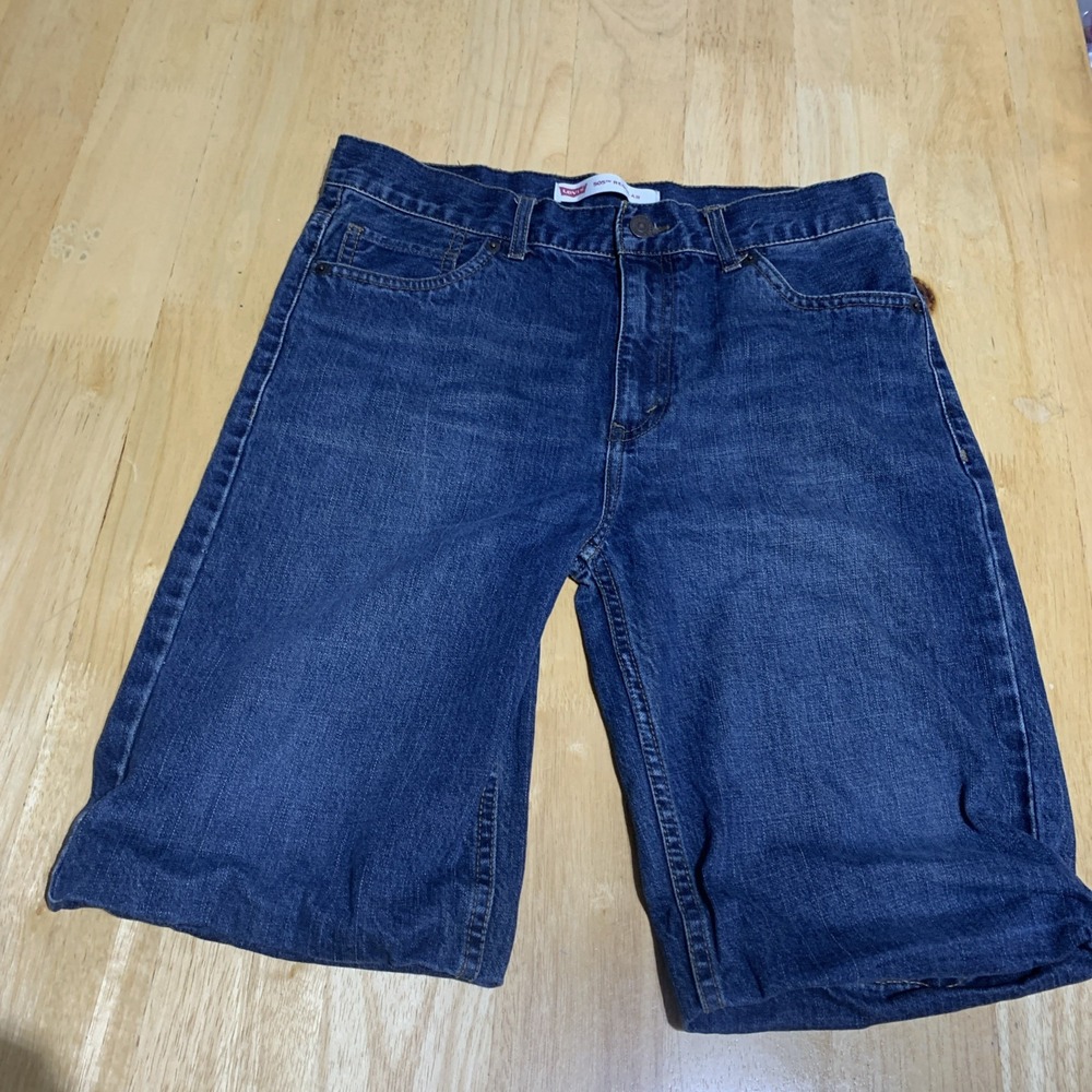 LEVI'S Womens 505‎ Regular Jeans Shorts   Blue Distressed 20 Reg  30 Waist
